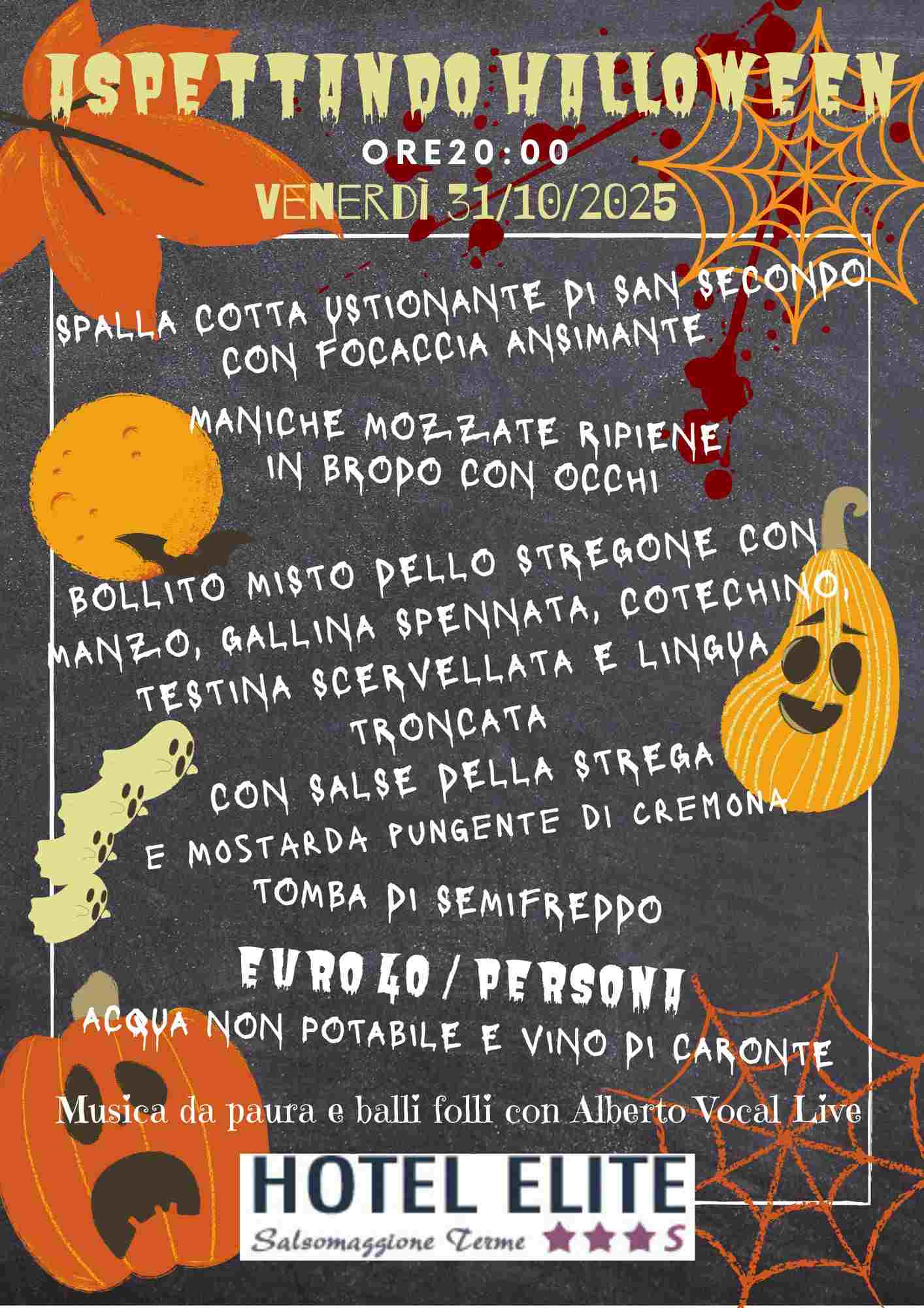 Salsomaggiore Terme (PR), Hotel Elite, menù halloween
