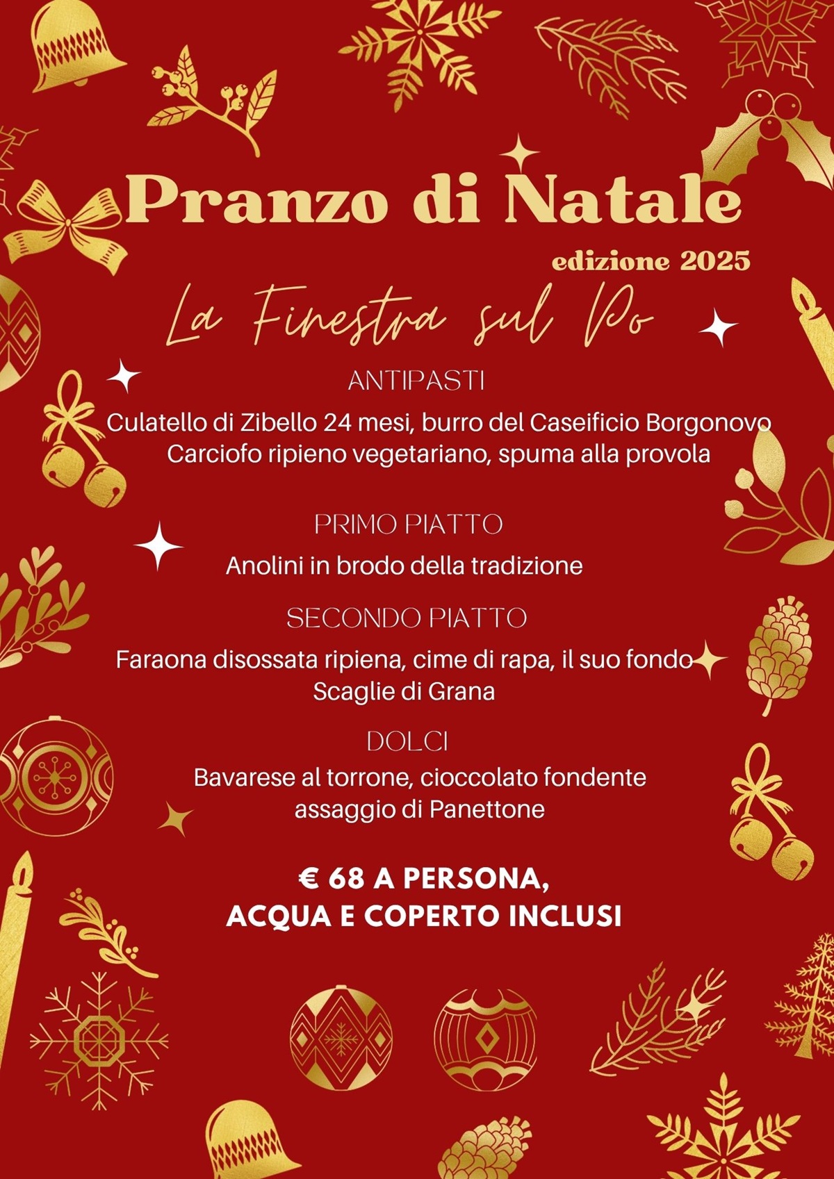Monti d'Ongina (PC) Menu di Natale Oro Rosso Elegante Tradizionale - Giulia Zangrandi